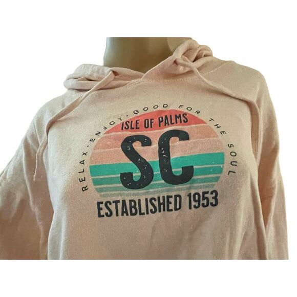 EMI Womens Pastel Pink Graphic‎ Cropped S.C. Hoodie Size 2XL-Trendy Casual Vibes - Picture 2 of 6